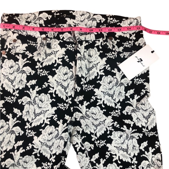 7 for all mankind black white Embroidery floral skinny pants trousers size 30 - Picture 9 of 10